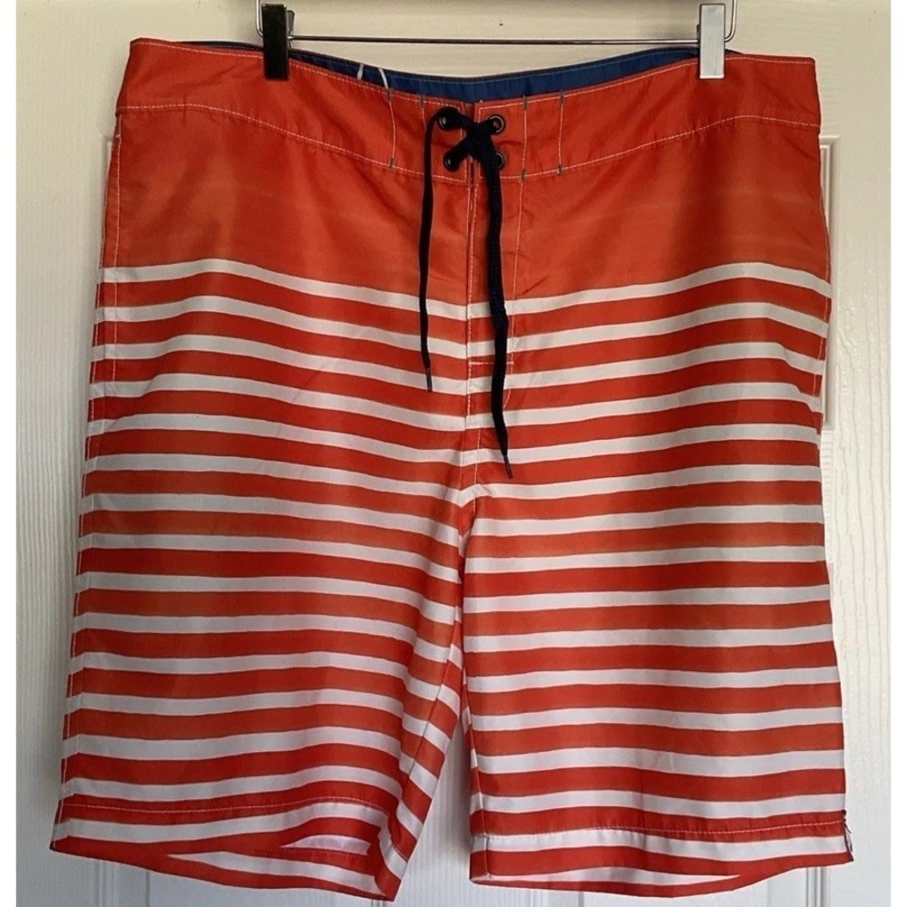 Tommy Bahama Swim Trunks Men's 38 Orange‎ Hybrid Moisture Wicking Flat Front 10"